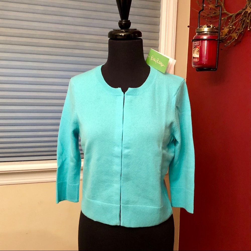 NWT Lilly Pulitzer Cropped Shorely Blue Sweater